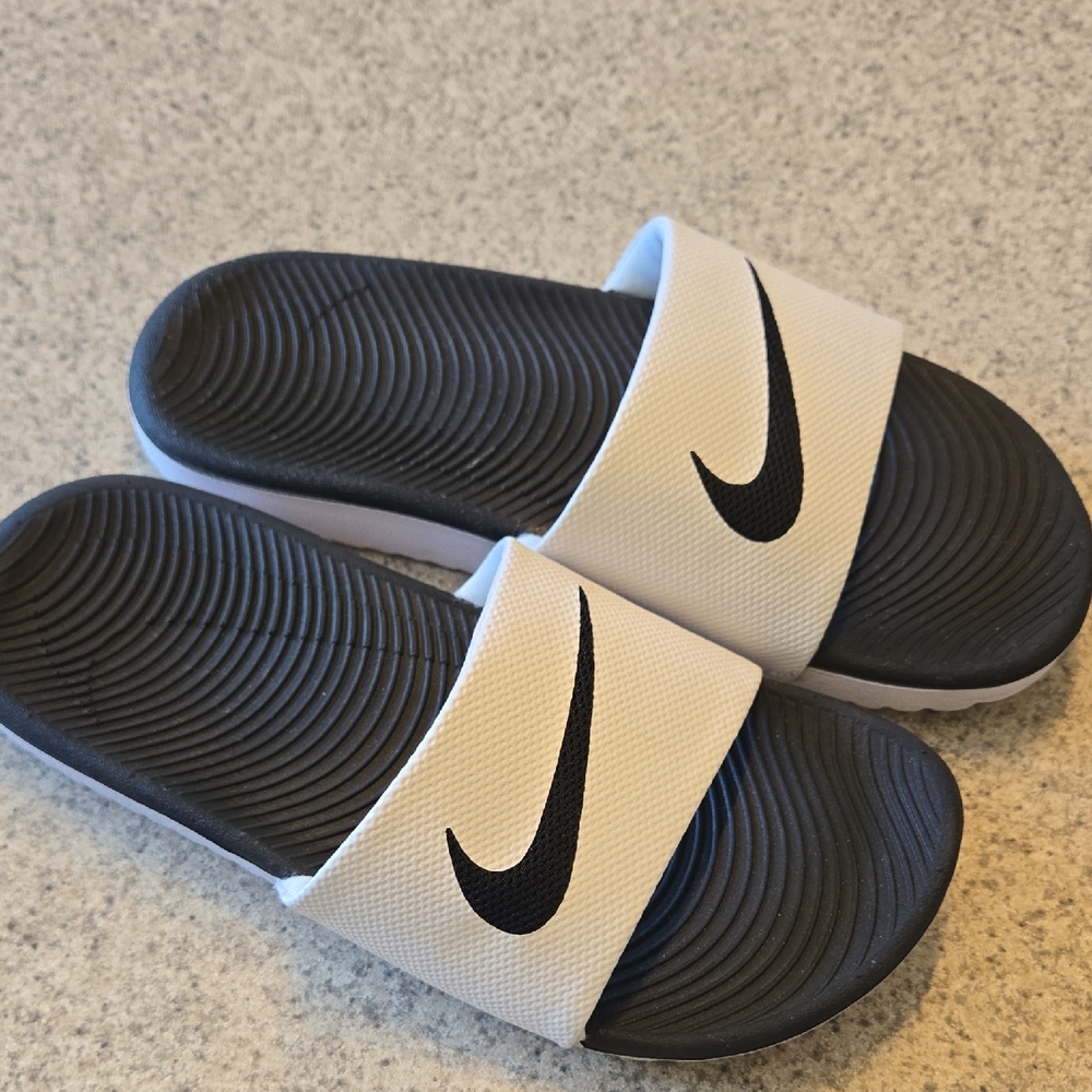 Nike Black and White Slide Sandals